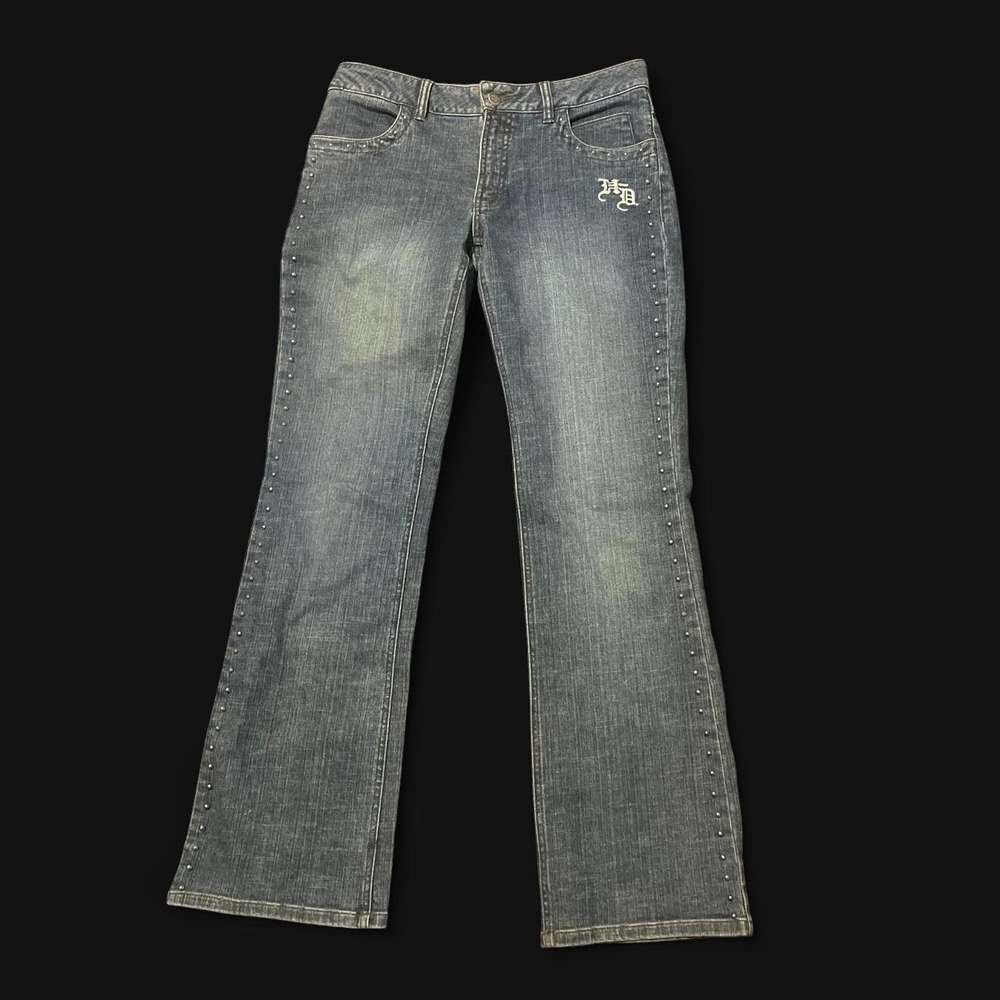 Rare Y2K Harley Davidson Studded Low rise blue jeans